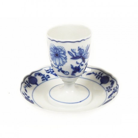 Meissen Meissen Zwiebelmuster kobaltblau - weisser Rand Eierbecher mit Unterteil h: 8,5 cm Мейсен луковый узор кобальтово-синий с белым ободком Подставка для яиц с основанием h: 8,5 см