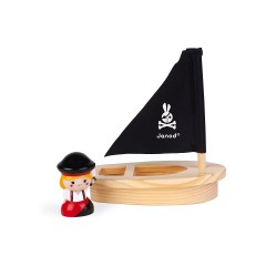 Janod Badespielzeug Wasserspritzer-Piratin mit Boot Игрушка для ванной с брызгами воды пират с лодкой