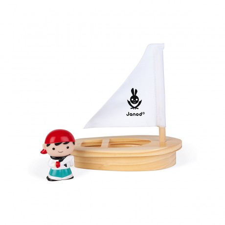 Janod Badespielzeug Wasserspritzer-Pirat mit Boot Игрушка для ванной с брызгами воды пират с лодкой