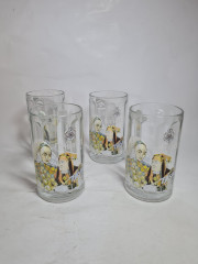 Немецкие пивные кружку винтажные Rastal / Fuftenberg с изображением шутов, стекло, 0.25 л, 12.5 см, 4 шт., Германия, 1970-80гг.