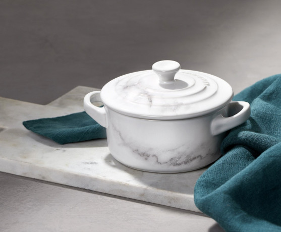 Le Creuset LE CREUSET Mini-Cocotte WHITE MARBLE Weiss LE CREUSET мини-кокотка БЕЛЫЙ МРАМОР