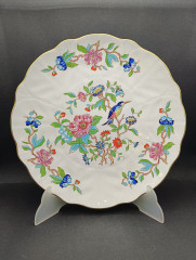 Тарелка декоративная винтажная Aynsley, Fine Bone China, England с изображением птиц и цветочным декором, фарфор, 26 см, Англия, 1960-70гг.