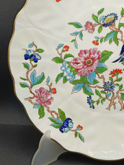 Тарелка декоративная винтажная Aynsley, Fine Bone China, England с изображением птиц и цветочным декором, фарфор, 26 см, Англия, 1960-70гг.