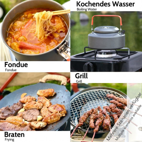 Mucola Mucola Gaskocher Campingkocher 2 flammig Gaskocher Camping Kochfeld Metall Gasbrenner, (1-St), Flamme stufenlos regulierbar durch Drehknopf  Газовая плита Mucola, походная плита, 2 пламени, газовая плита, походная плита, металлическая газовая горел