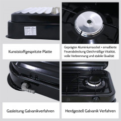 Mucola Mucola Gaskocher Campingkocher 2 flammig Gaskocher Camping Kochfeld Metall Gasbrenner, (1-St), Flamme stufenlos regulierbar durch Drehknopf  Газовая плита Mucola, походная плита, 2 пламени, газовая плита, походная плита, металлическая газовая горел