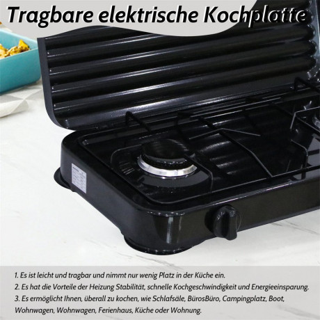 Mucola Mucola Gaskocher Campingkocher 2 flammig Gaskocher Camping Kochfeld Metall Gasbrenner, (1-St), Flamme stufenlos regulierbar durch Drehknopf  Газовая плита Mucola, походная плита, 2 пламени, газовая плита, походная плита, металлическая газовая горел