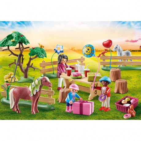 PLAYMOBIL 2er Set: 70997 Kindergeburtstag auf dem Ponyhof + 71000 2x Island Ponys mit Fohlen Набор из 2 штук: 70997 детский день рождения на пони-ферме + 71000 2 исландских пони с жеребятами