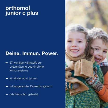 Orthomol junior C plus Granulat Himbeer/Limette 30 sticks x 2 packs, Ортомол джуниор С+ с Витаминами D и C, селеном и цинком для иммунитета, здоровья, роста и развития детей с 4-х лет, гранулы в стиках со вкусом малины и лайма, 30 шт x 2 упаковки