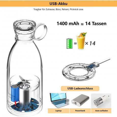 Aoucheni Aoucheni Smoothie-Maker Blender Smoothie Makers,350ml mit USB-Ladegerat  Блендер Aoucheni Smoothie Maker, 350 мл, с зарядным устройством USB