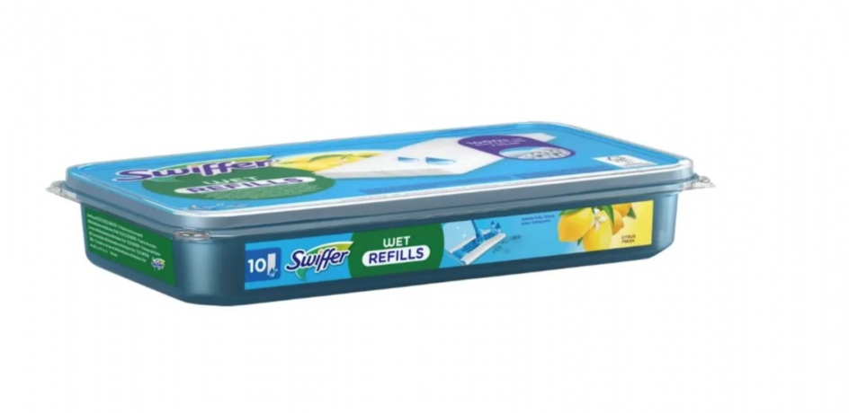 Swiffer wet refills lemon 10stk x 2packs, Влажные салфетки для швабры 2 упаковки х 10 шт, для уборки кухни, пола, дома, с ароматом цитрусовых