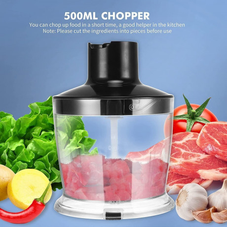 Mutoy Mutoy Stabmixer, Stabmixer Elektrischer, Purierstab Edelstahl, Purierstab mit abnehmbarem edelstahl Mixfuss, Mix- und Messbecher Schwarz ( 800W 5 in 1)  Ручной блендер Mutoy, электрический ручной блендер, очищающий стержень из нержавеющей стали, очи