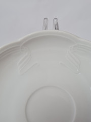 Набор тарелок винтажный Schumann, белый фарфор с фактурным узором, 9 шт х 15 x 2,5 см, Германия, 1960-70гг.