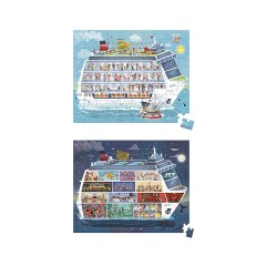 Janod Puzzlekoffer Kreuzfahrt Tag  Nacht Doppelpuzzle 200 Und 100 Teile Кейс-пазл Cruise Day Night Double Puzzle 200 и 100 деталей