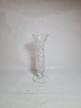 Ваза винтажная Anna Hutte на ножке, хрусталь, 22 x 7,5 см, Германия, 1960-70гг.