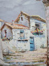 Картина винтажная J.Pascal, изображение домов в светлых тонах, деревянная рама, 54,5 x 46 см, Германия, 1960-1970гг.
