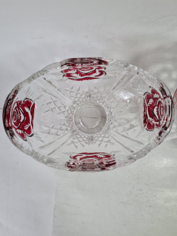 Набор вазочек винтажных Anna Hutte, с красным декором, хрусталь, 2 шт., Германия, 1960-70гг.