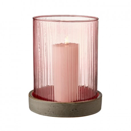 Bitz Bitz Kusintha - Glas pink / grey Windlicht mit LED-Kerze h: 24 cm Bitz Kusintha - Стеклянный розово-серый фонарь со светодиодной свечой, высота: 24 см