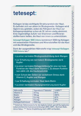tetesept  Kollagen 1000 Intens 30 St, Коллаген 1000 Интенс 30 штуки