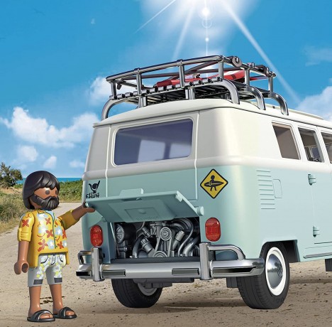 PLAYMOBIL 70826 Volkswagen T1 Camping Bus als hellblauer Surfer-Van, Плеймобил 70826 Кемпинг автобус Т1 для серфингистов