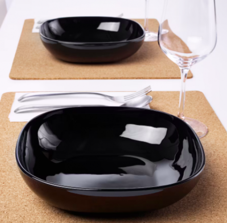 Ikea BACKIG Tiefer Teller, schwarz 20x20 cm, Икеа БАККИГ Набор глубоких тарелок, черный 20x20 см, 4 штуки