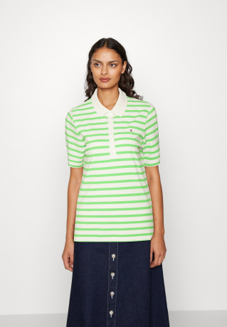 Tommy Hilfiger REG STRIPE  Polo shirt Breton White/Spring Lime REG STRIPE Рубашка поло Бретонский белый/Весенний лайм