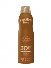 Hawaiian Tropic Glowing Protection Dry Oil Spray LSF 30 180ml, Солнцезащитное сухое спрей-масло для сияния кожи SPF 30, водостойкая формула, тропический аромат,  180мл 