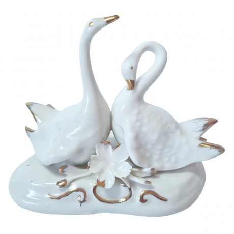 Capodimonte Фарфоровая фигурка "Пара лебедей", 11смx15см, Италия, 1960-1970гг.