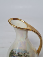 Ваза-кувшин винтажная Plankenhammer Zak Bavaria, фарфоровая с 24K позолотой "Боденское озеро", 10,5 x 5,5 см, Германия, 1960-70гг.