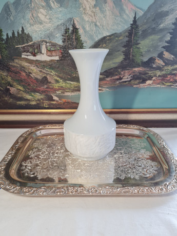 Ваза винтажная Waldershof Bavaria, белый фарфор с факртурным декором, 25 x 12,5 см / 5см, Германия, 1960-70гг.