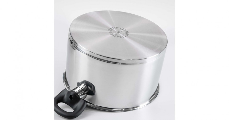 Cerafit Cerafit Steel Topf O 24cm edelstahl/grau, mit Design-Glasdeckel edelstahl/grau Кастрюля Cerafit Steel O 24см нержавеющая сталь/серый, с дизайнерской стеклянной крышкой