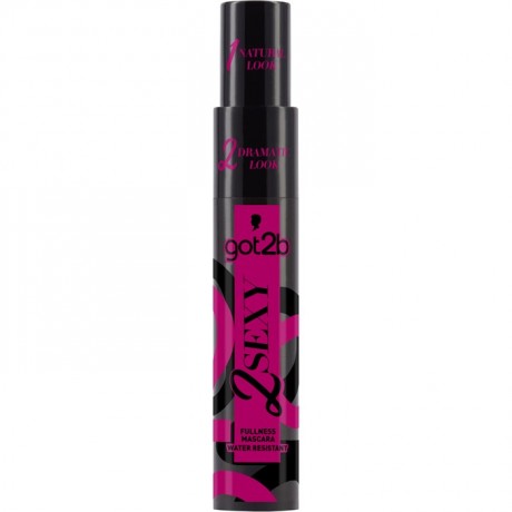 Got2b Тушь водостойкая 2 Sexy Fullness Mascara Water Resistant с двумя щеточками для объема ресниц, черная, 12 мл