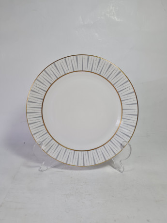 Чайное трио винтажное Konigel.prv. / Tettau 1794, серо-золотой декор, фарфор, Германия, 1960-70гг.