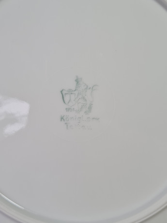 Чайное трио винтажное Konigel.prv. / Tettau 1794, серо-золотой декор, фарфор, Германия, 1960-70гг.