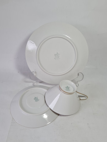 Чайное трио винтажное Konigel.prv. / Tettau 1794, серо-золотой декор, фарфор, Германия, 1960-70гг.