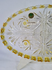 Поднос винтажный Walther Glas / Hochglanz, овальный, стекло, 31 x 19 x 4 см, Германия, 1960-70гг.