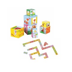 Lelin Holzspielzeug Domino \/ Legespiel und Stapelturm Tiere Деревянная игрушка-домино / Игра-укладка и укладка-башня-животные