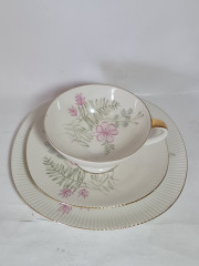 Чайное трио винтажное Jaeger&amp;Co / PMR Bavaria с нежным цветочным декором, фарфор, Германия, 1970-80гг.