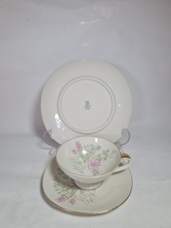 Чайное трио винтажное Jaeger&Co / PMR Bavaria с нежным цветочным декором, фарфор, Германия, 1970-80гг.