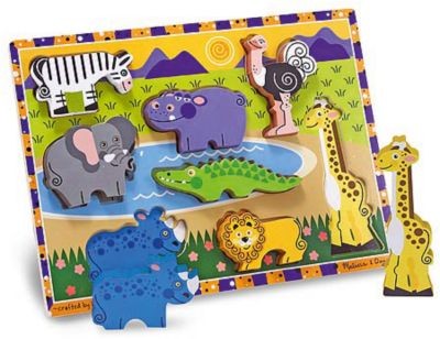 Melissa Doug Holzklotz-Puzzle Safaritiere Пазл сафари животных из деревянных блоков