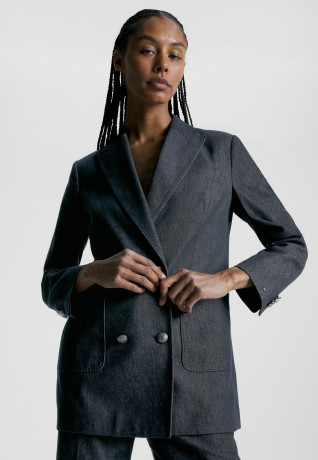 Tommy Hilfiger DOUBLE BREASTED Short coat indigo blue ДВУБОРТНЫЙ Короткое пальто Индиго синий