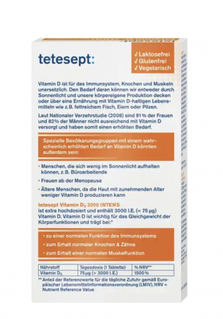 tetesept Vitamin D3 3000 INTENS Mini-Tabletten 40st, Витамин D3 3000 единиц, 40 штук