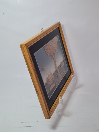 Панно декоративное винтажное из пробкового дерева "Сардиния", объемное, под стеклом, в раме, Италия, 2000-2010гг.