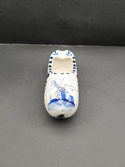 Статуэтка винтажная Delft Blue "Башмачок с мельницей", ручная роспись, фарфор, 14 х 7 см, Голландия, 1960-70гг.