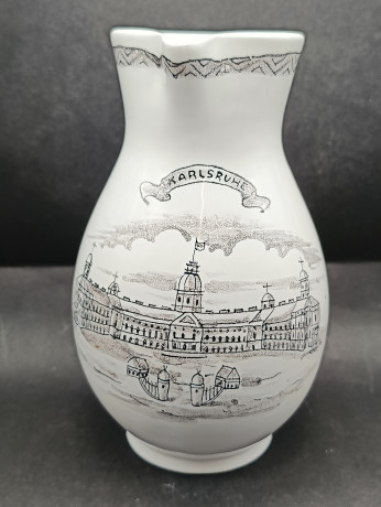 Кувшин винтажный Karlsruhe, ч/б декор, керамика, 21 см, Германия, 1970-80гг.