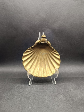 Блюдце для украшений антикварная J Gallo Patentiert в форме ракушки, коллекционная, латунь, 15 х 3 см, Германия, 1900-е гг.