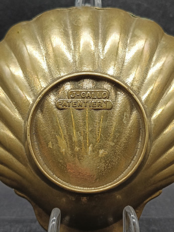 Блюдце для украшений антикварная J Gallo Patentiert в форме ракушки, коллекционная, латунь, 15 х 3 см, Германия, 1900-е гг.