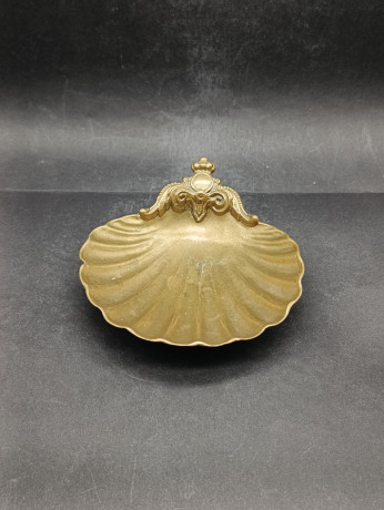 Блюдце для украшений антикварная J Gallo Patentiert в форме ракушки, коллекционная, латунь, 15 х 3 см, Германия, 1900-е гг.