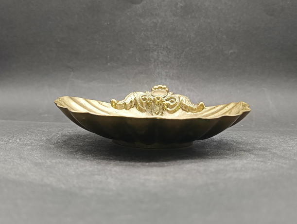 Блюдце для украшений антикварная J Gallo Patentiert в форме ракушки, коллекционная, латунь, 15 х 3 см, Германия, 1900-е гг.