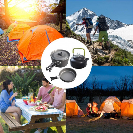 NUODWELL NUODWELL Gaskocher Camping Kochgeschirr, 10-teiliges Camping Geschirr Set, (10-St)  NUODWELL Походная посуда для газовой плиты, набор походной посуды из 10 предметов, (10 предметов)