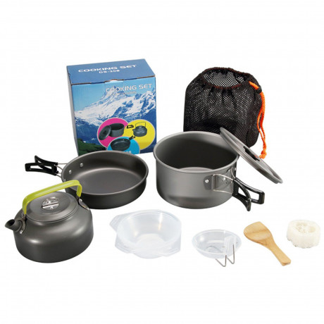 NUODWELL NUODWELL Gaskocher Camping Kochgeschirr, 10-teiliges Camping Geschirr Set, (10-St)  NUODWELL Походная посуда для газовой плиты, набор походной посуды из 10 предметов, (10 предметов)